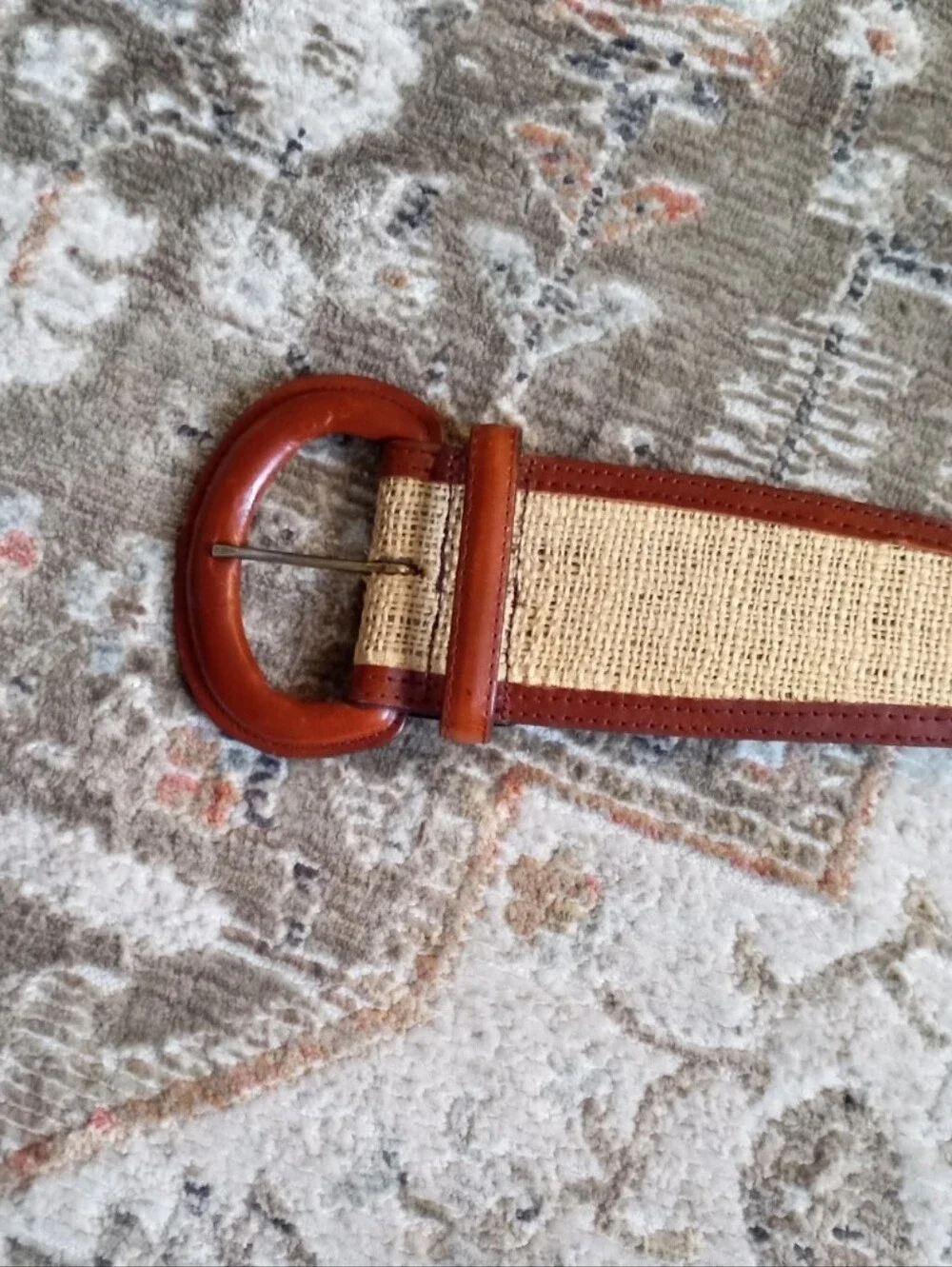 Avignon vintage leather thick braided raffia statement belt